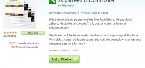 SkipScreen : Un plugin pour Firefox qui facilite vos téléchargements sur RapidShare, Megaupload et autres…