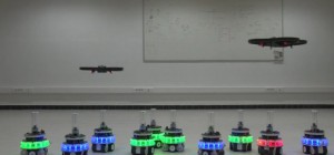 Un essaim de robot qui s’aide d’un AR drone pour optimiser ses mouvements